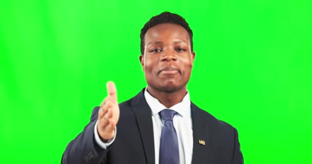 Retrato Coaching Homem Negro Negócios Fundo Tela Verde Estúdio Para — Vídeo de Stock