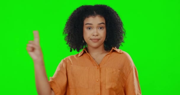 Nie Zielony Ekran Kobieta Robiące Gest Palca Nie Zgodzić Się — Wideo stockowe