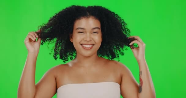 Cheveux Naturels Écran Vert Visage Femme Pour Beauté Bien Être — Video
