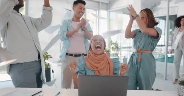 Business People Celebration Applause Paper Air Success Team Building Motivation — Stock video
