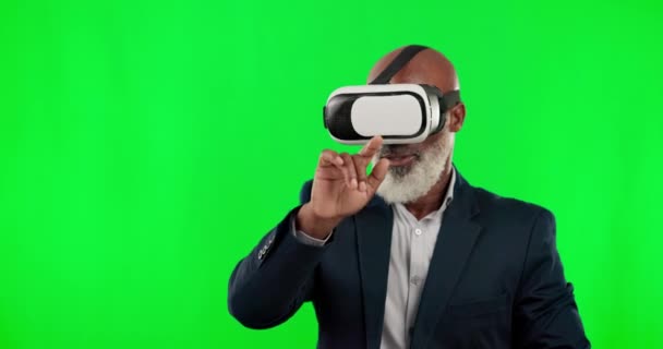 Zielony Ekran Czarny Człowiek Odizolowane Metawersie Tła Studio Futurystyczne Lub — Wideo stockowe