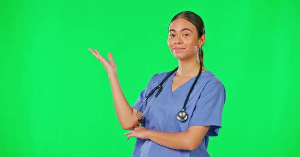 Soins Santé Écran Vert Femme Médecin Présentant Des Conseils Des — Video