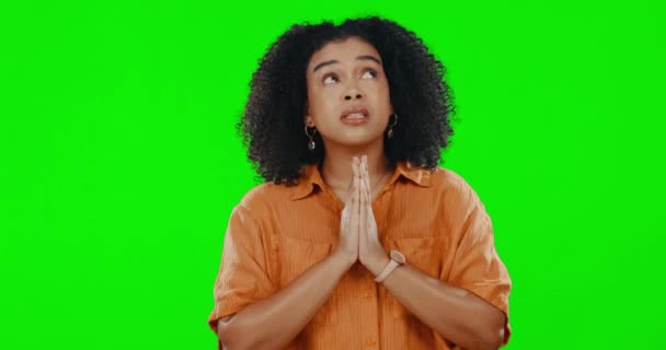 Dua Eden Dua Eden Kadın Yeşil Ekranlı Umut Endişe Stres — Stok video