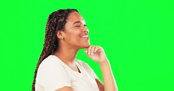 Щаслива Африканка Або Кивнула Зеленим Екраном Студії Майбутнього Успіху Бачення — стокове відео