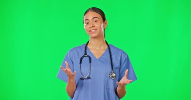 Soins Santé Geste Main Une Infirmière Sur Fond Écran Vert — Video
