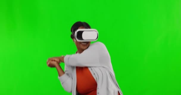 Mulher Negra Tela Verde Esports Com Mockup Tecnologia Futura Mulher — Vídeo de Stock