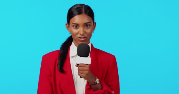 Broadcast Woman Face Talking Job Studio News Presenter Anchor Speech — Stock Video