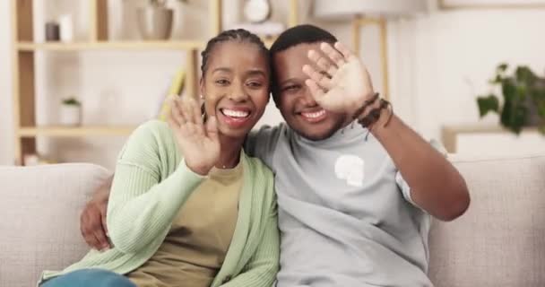 Salutation Salutation Visage Couple Noir Pour Appel Vidéo Pouces Levés — Video