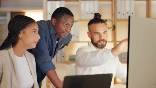 Planning Computer Zakenmensen Teamwork Training Samenwerking Voor Online Digitale Bedrijf — Stockvideo