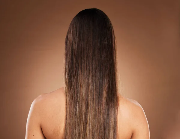 Haarverzorging Schoonheid Rug Van Vrouw Voor Wellness Behandeling Keratine Gloeien — Stockfoto