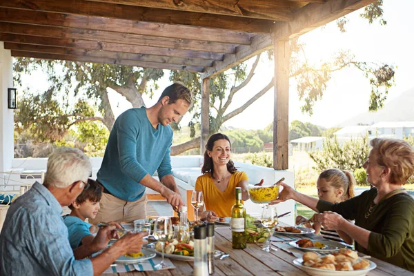 Sundays Family Lunch Days Family Enjoying Meal Together Home — Stock Photo, Image