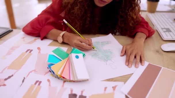 Skeç Için Tasarımcı Moda Renk Seçimi Atölyede Ürünün Deseni Veya — Stok video