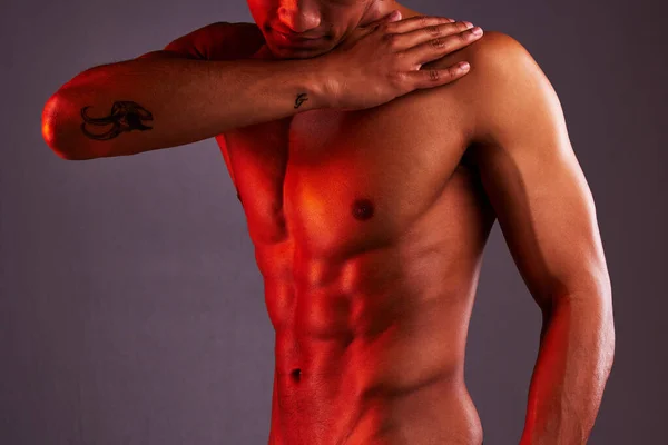 Beleza Arte Abdominais Homem Estúdio Para Bem Estar Músculo Fisiculturista — Fotografia de Stock