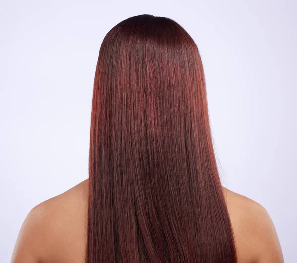 Tył Kobiety Gładkie Włosy Piękno Połysku Kolor Farby Peruki Rozszerzenia — Zdjęcie stockowe