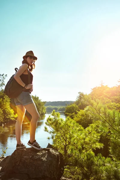 Know Myself Better Every Time Solo Hike Young Woman Out — Stock Photo, Image