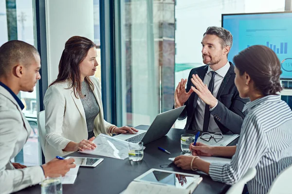 Hay Sustituto Para Las Reuniones Cara Cara Grupo Empresarios Que — Foto de Stock