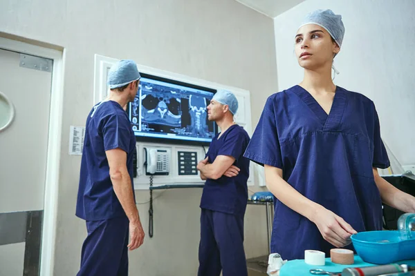Bereid Voor Volgende Operatie Een Team Chirurgen Dat Zich Voorbereidt — Stockfoto