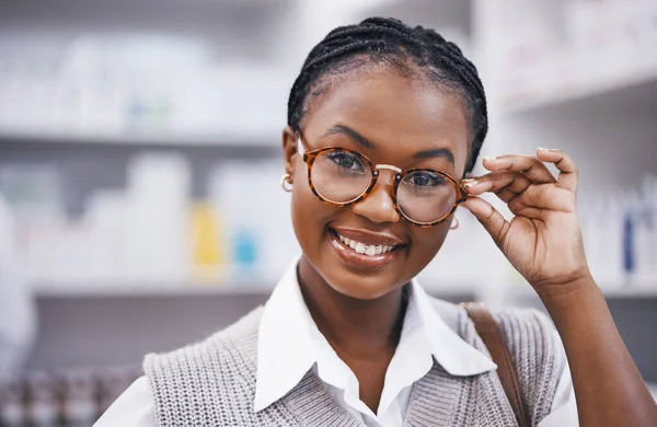 Smile Eyesight Portrait Woman Glasses Clinic Eye Exam Health Help — Stock Photo, Image