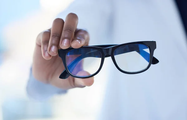 Bril Optometrie Handen Van Een Arts Voor Gezichtsvermogen Controle Van — Stockfoto