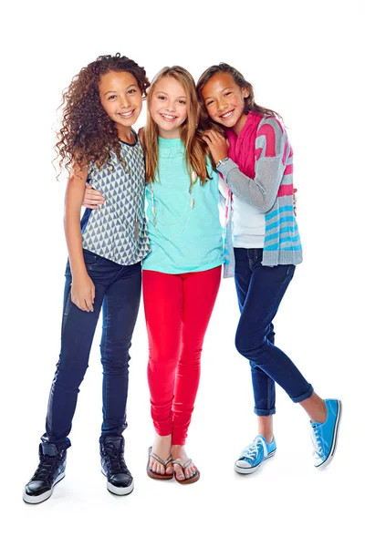 Blessed Best Friends Studio Portrait Group Young Friends Posing White — Stock Photo, Image