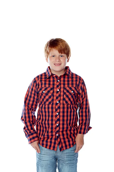 Keeping Cool Keeping Casual Studio Portrait Young Boy Posing White — Stock Photo, Image