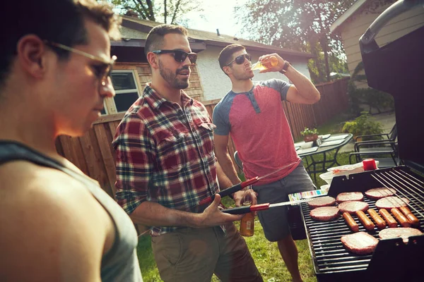 Bbq Bros Group Friends Having Barbecue — Stock Photo, Image