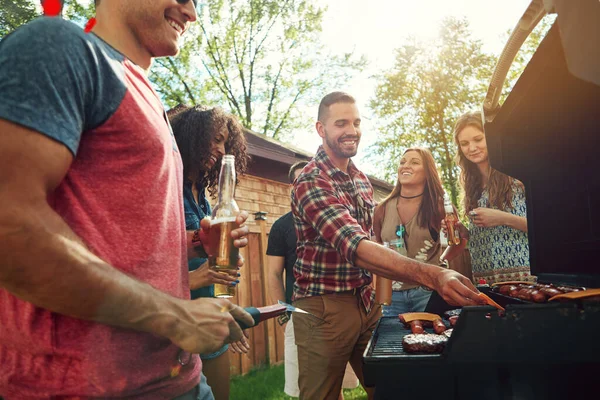 Good Times Best Friends Group Friends Having Barbecue — Stock Photo, Image