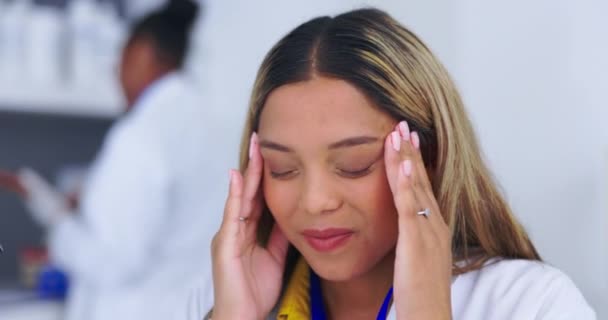Lekarz Stres Lub Kobieta Bólu Głowy Masaż Niepokój Wypalenie Lub — Wideo stockowe