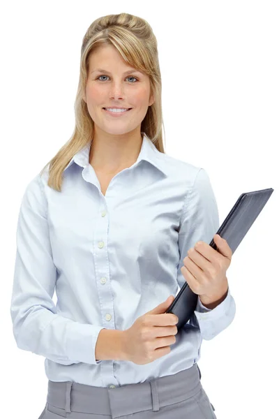 Her Organisational Skills Exceptional Smiling Young Businesswoman Looking Positive While — Stock Photo, Image