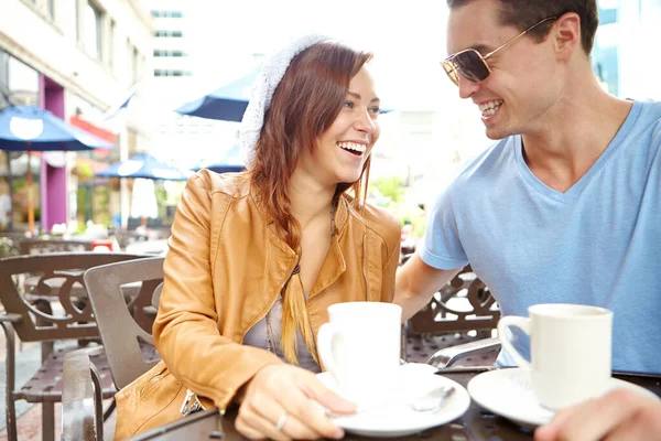 Este Encontro Está Correr Bem Casal Feliz Tomando Café Café — Fotografia de Stock
