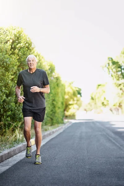 Nothing Raises Your Energy Better Exercise Senior Man Out Run — Stock Photo, Image