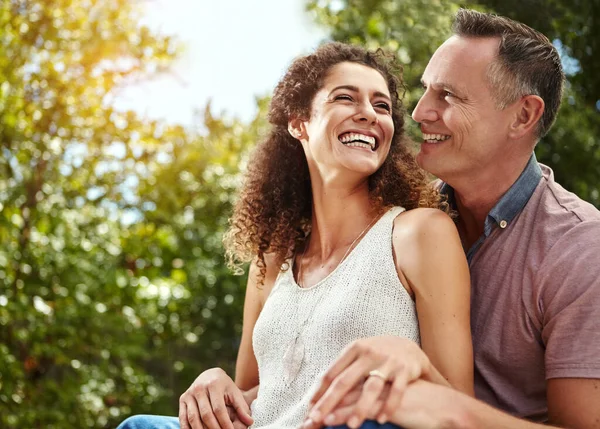 stock image Love is a wonderful feeling. a loving couple spending the day outdoors