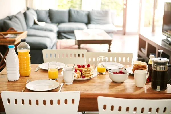 Великие Дни Начинаются Хорошего Завтрака Крупный План Завтрака Столе — стоковое фото