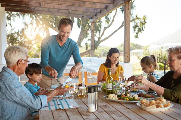 Food Family Affair Family Enjoying Meal Together Home — Stock Photo, Image