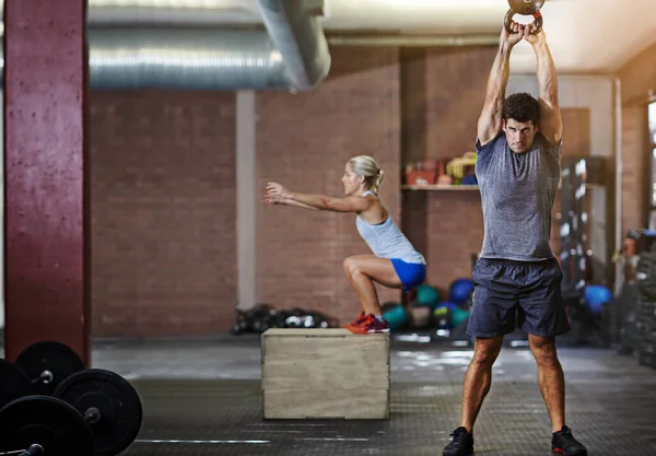 Never Let Anything Get Way Your Workout Two People Working — Stock Photo, Image