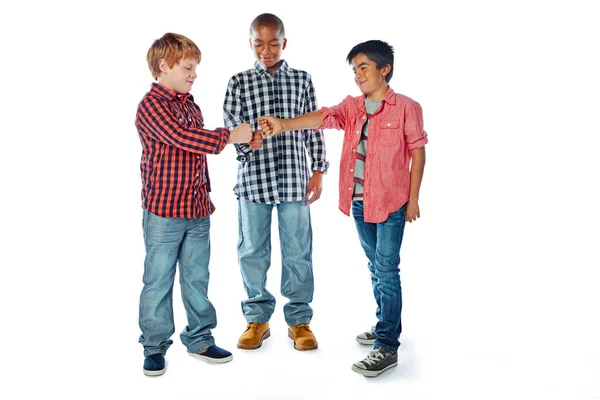 Got You Bro Studio Shot Friends Giving Each Other Fist — Stock Photo, Image