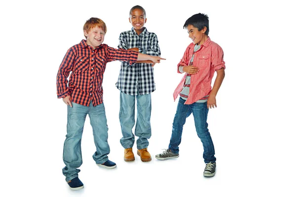 Theyre Light Hearted Bunch Studio Shot Group Young Friends Goofing — Stock Photo, Image