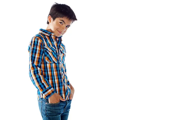 Справишься Всем Моим Спокойствием Студийный Портрет Мальчика Позирующего Белом Фоне — стоковое фото