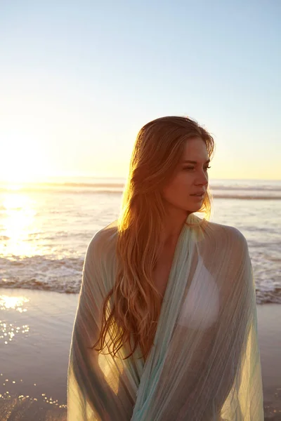 Приморський Спокій Приваблива Молода Жінка Бікіні Пляжі — стокове фото