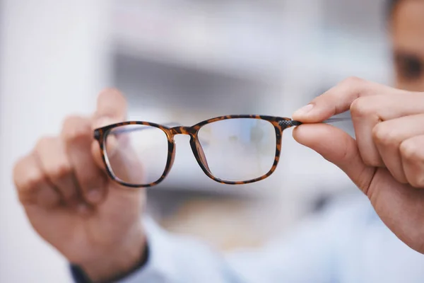 Optometria Mani Ottico Con Occhiali Scelta Vista Decisione Quadro Dare — Foto Stock