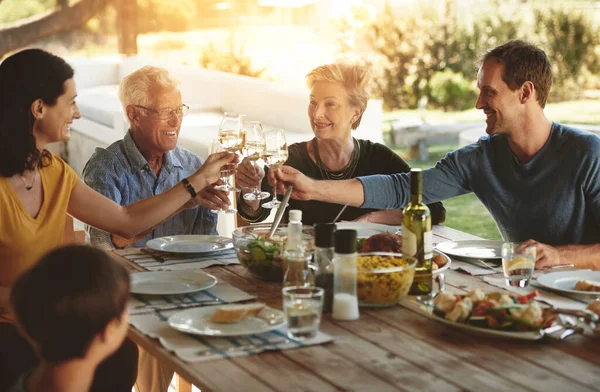 Wonderful Weekend Spent Together Happy Family Enjoying Lunch Together Table — Stock Photo, Image