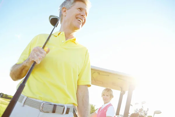 Visionen Sein Handicap Verbessern Tiefflug Eines Gut Aussehenden Älteren Golfers — Stockfoto