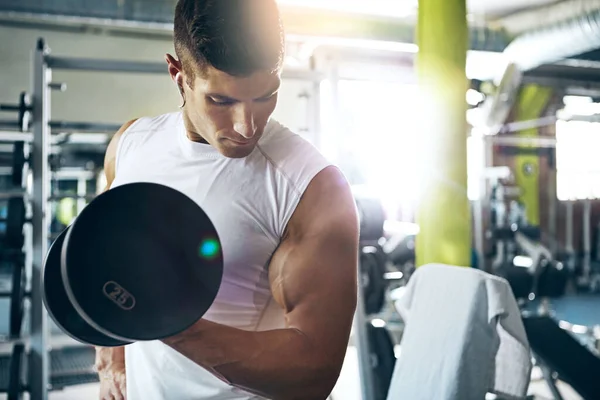 Absolutely Nothing Stop Man Doing Weight Training Gym — Stock Photo, Image