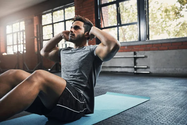 Increasing Back Shoulder Arm Strength Handsome Young Man Working Out — Stock Photo, Image