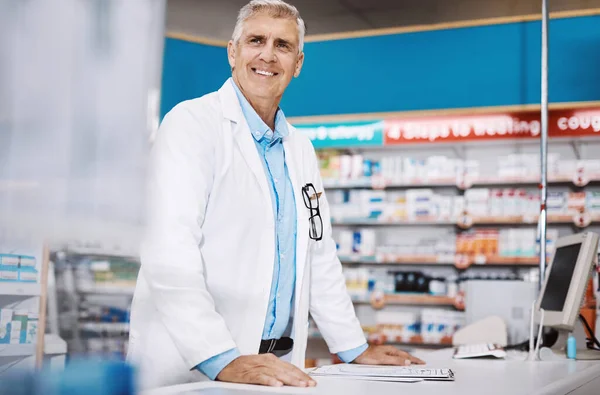 All Good Service Good Health Pharmacist Working Drugstore — Stock Photo, Image