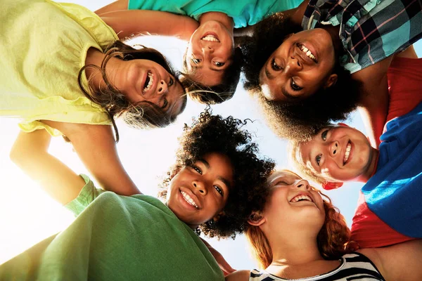 Circle Theres End Our Friendship Portrait Group Diverse Happy Kids — Stock Photo, Image