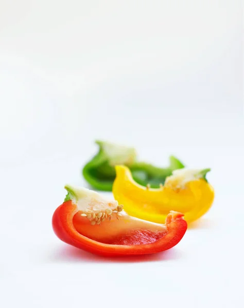 Vegetables Fruits Bell Peppers Studio White Background Closeup Nutrition Diet — Stock Photo, Image