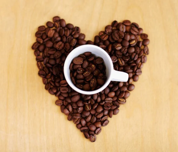 Hart Gebrande Koffiebonen Cafe Industrie Met Liefde Icoon Emoji Voor — Stockfoto