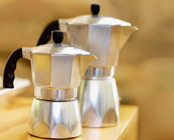 Koffie Espresso Warme Drank Ketel Voor Het Brouwen Van Verse — Stockfoto