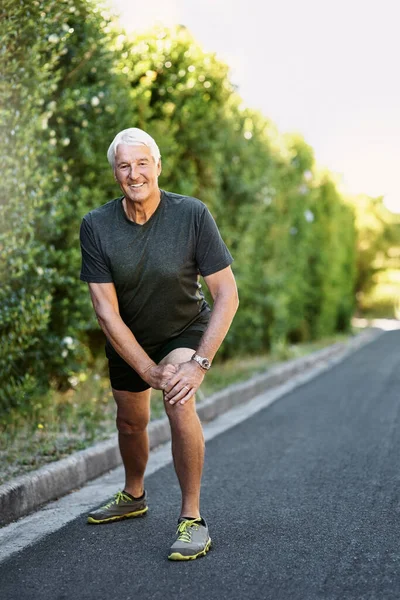 Ive Put Effort Seen Results Portrait Senior Man Warming Run — Stock Photo, Image